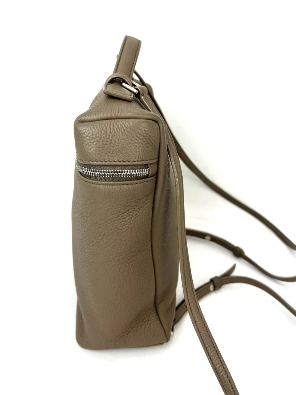 Loro Piana Grained Calfskin 23.5 Extra Pocket Warm Mastic Backpack